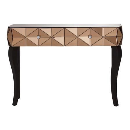 Olympia Townhouse Console Table, Gold/black | Glass Console Table Regarding Geometric Glass Top Gold Console Tables (View 14 of 20)