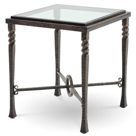 Omega Square End Table With Glass Topcharleston Forge Pertaining To Square Matte Black Console Tables (View 5 of 20)