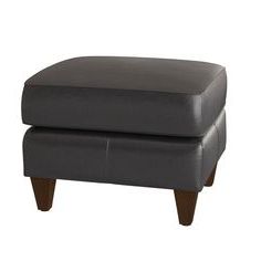 Omnia Leather Skyline Ottoman Body Fabric: Softsations Black, Leg Color With Regard To Black Fabric Ottomans With Fringe Trim (View 15 of 20)