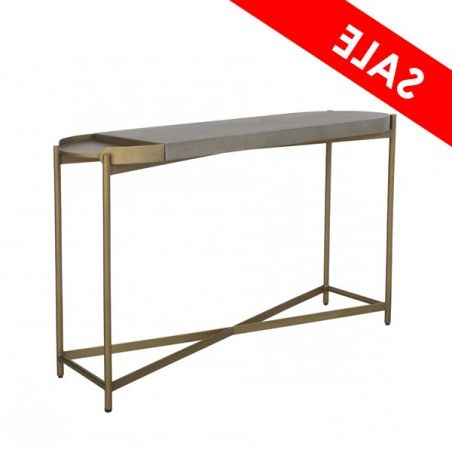 On Sale!!! :: Duo Console Table Medium Grey Concrete With Antique Brass Regarding Hammered Antique Brass Modern Console Tables (View 2 of 20)