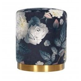Opal Floral Velvet Ottoman With Gold Base | Velvet Ottoman, Floral With Fresh Floral Velvet Pouf Ottomans (View 5 of 20)