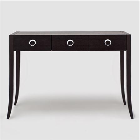 Orly Dressing Console Table, Wenge Oak, 3 Drawers | Achica | Dark Wood Intended For Wood Veneer Console Tables (View 6 of 20)