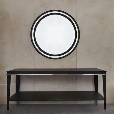 Orson Burnished White Gold/ Black Shown With The Garbo Console Table With Mirrored Modern Console Tables (View 18 of 20)