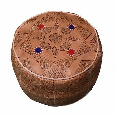 Ottoman Footstool Poof Moroccan Hand Made Leather Poufs Hassock Large Pertaining To Gray Moroccan Inspired Pouf Ottomans (View 8 of 20)