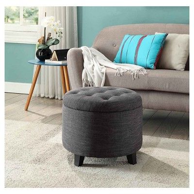Ottoman Grey – Convenience Concepts | Round Ottoman, Convenience Throughout Smoke Gray  Round Ottomans (View 10 of 20)