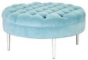 Ottoman Round Powder Blue | Ottoman, Round Ottoman, Upholstered Furniture Pertaining To Textured Aqua Round Pouf Ottomans (View 12 of 20)