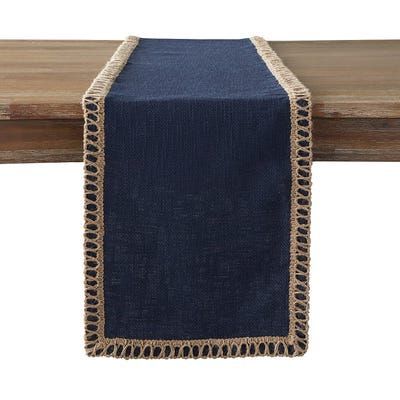 Our Table Runner Pairs A No Fuss Cotton Weave With Natural Jute Trim For Navy Cotton Woven Pouf Ottomans (View 8 of 20)