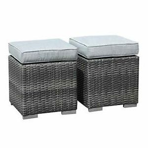 Outdoor Pouf Patio Ottoman Footstool Foot Stool Wicker Rattan Ottomans Pertaining To Woven Pouf Ottomans (View 15 of 20)