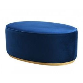 Oval Blue Velvet Ottoman Gold Base | Cocktail Ottoman, Leather Cocktail Intended For Honeycomb Silver Velvet Fabric Ottomans (Gallery 19 of 20)