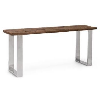 Palecek Railroad Natural Railroad Tie Industrial Loft Console Table Within Oxidized Console Tables (Gallery 19 of 20)