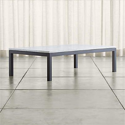 Parsons White Marble Top/ Dark Steel Base 48x16 Console + Reviews Intended For Smoke Gray Wood Square Console Tables (View 16 of 20)
