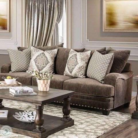 Pauline Chocolate Living Room Set From Furniture Of America | Coleman Regarding Cocoa Console Tables (View 13 of 20)