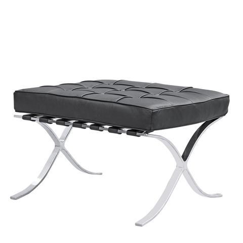 Pavilion Ottoman, Black Or White Tufted Leather Button Modern Ottoman Within White Leather Ottomans (View 8 of 20)