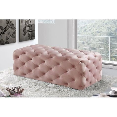 Paz Tufted Cocktail Ottoman | Pink Ottoman, Fabric Tufted Ottoman, Ottoman Throughout Pink Fabric Banded Ottomans (View 16 of 20)