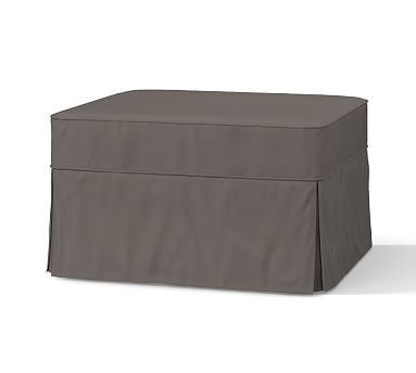 Pb Basic Slipcovered Ottoman, Polyester Wrapped Cushions, Textured With Regard To Textured Gray Cuboid Pouf Ottomans (View 13 of 20)