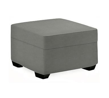 Pb Square Uph Poly Textured Twill Ottoman Metal Gray | Upholstered In Bronze Steel Tufted Square Ottomans (View 12 of 20)