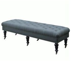Picture Of Isabelle Bench Charcoal Linen | Bed Bench, Linon Home Decor Pertaining To Charcoal Gray Velvet Tufted Rectangular Ottoman Benches (View 9 of 20)