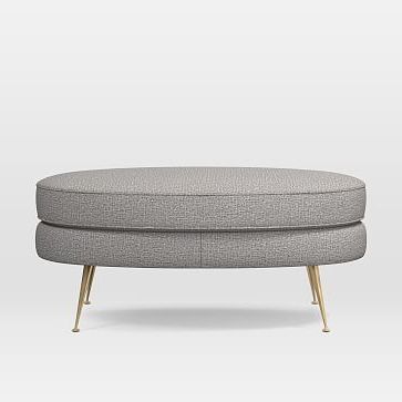 Pietro Oval Ottoman, Deco Weave, Feather Gray, Brass | Oval Ottoman Inside Gray Fabric Oval Ottomans (View 6 of 20)