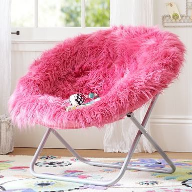 Pink Fur Rific Faux Fur Hang A Round Chair | Pbteen In Blue And Gold Round Side Stools (View 7 of 20)