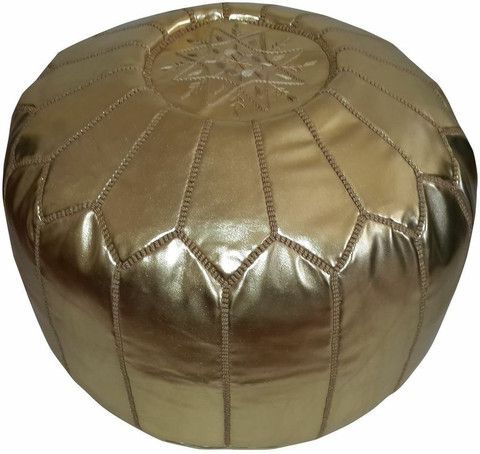 Pinkirsten Graham On Nursery | Gold Home Decor, Leather Pouf Throughout Gold Faux Leather Ottomans With Pull Tab (View 4 of 20)