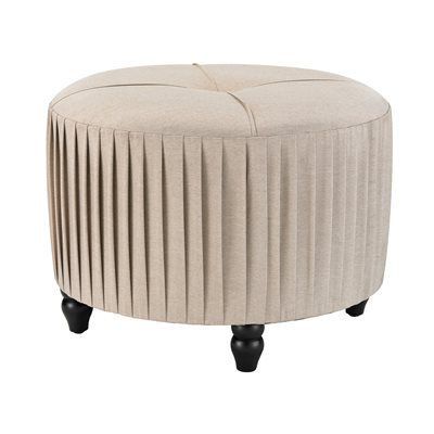 Pleated Ottoman In Natural Linen | Linen Ottoman, Ottoman, Pouf Ottoman Throughout French Linen Black Square Ottomans (View 16 of 20)
