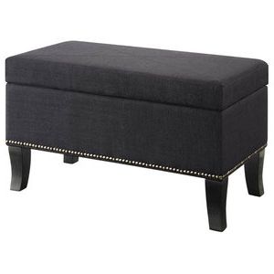 Polyester Stephanie Ottoman, Black – Transitional – Footstools And Intended For Lack Faux Fur Round Accent Stools With Storage (View 2 of 20)