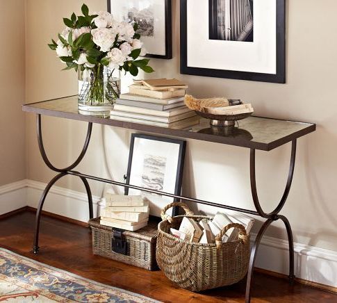 Pottery Barn Willow Console Table Antiqued Mirror Top | Sofa Table Pertaining To Antique Mirror Console Tables (Gallery 20 of 20)
