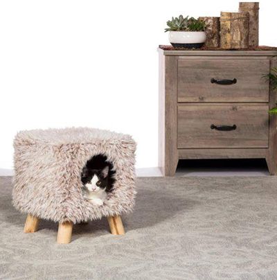 Practical And Stylish Cat Bed Ottomans And Foot Stools – Meow As Fluff For Gray And Brown Stripes Cylinder Pouf Ottomans (View 6 of 20)