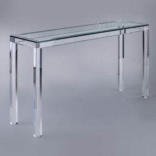 Product Description 2" Thick Clear Acrylic 3/4" Thick Glass Top Throughout Gold And Clear Acrylic Console Tables (View 3 of 20)