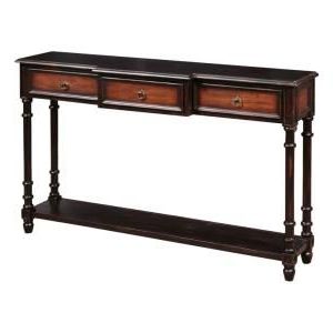 Pulaski Furniture Worn Black With Cherry Storage Console Table Ds Inside 3 Piece Shelf Console Tables (View 11 of 20)