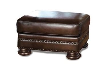 Quick Ship Fosterbernhardt Leather Stationary Ottoman In Pertaining To Small White Hide Leather Ottomans (View 16 of 20)