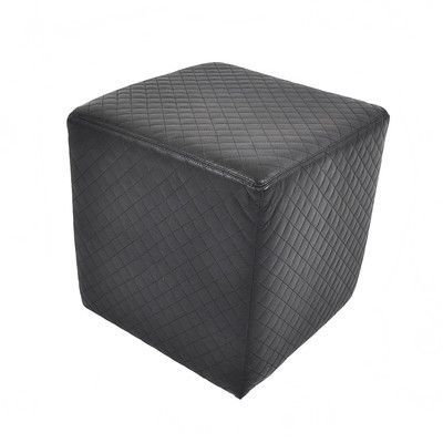 Quilted Leather Cube Ottoman Upholstery: Black – Http://delanico For Dark Brown Leather Pouf Ottomans (View 17 of 20)