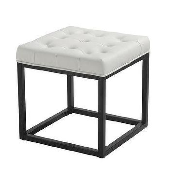 Rachel Ashwell Shabby Chic Couture Leather Cube Ottoman With Gray And Cream Geometric Cuboid Pouf Ottomans (View 12 of 20)