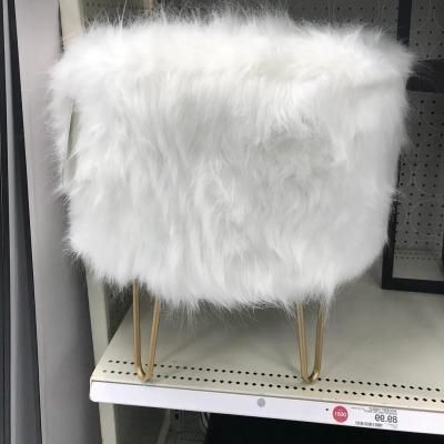 Radovre Hairpin Ottoman Faux Fur White – Project 62™ | White Faux Fur Pertaining To White Faux Fur Round Ottomans (View 4 of 20)