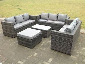 Rattan Garden Furniture Set Corner Sofa Table 10 Seater Outdoor Throughout Wicker Console Tables (View 13 of 18)