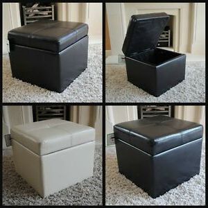 Real Leather Brown / Black / Cream / Red Ottoman Box Storage Footstool Regarding Dark Red And Cream Woven Pouf Ottomans (View 18 of 20)