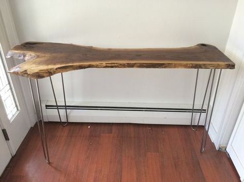 Reclaimed Dark Walnut Wood Top Console Table / Sofa Table With Eames Pertaining To Dark Walnut Console Tables (View 8 of 20)