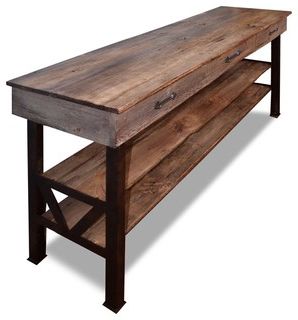 Reclaimed Rustic Wood Industrial Dining Console – Beach Style – Console Within Reclaimed Wood Console Tables (View 6 of 20)