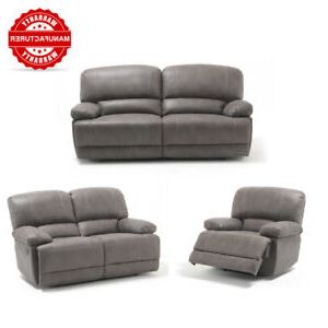 Recliner Sofa Set : Campania 2 Piece Leather Power Reclining Set With Inside Faux Leather Ac And Usb Charging Ottomans (View 8 of 20)