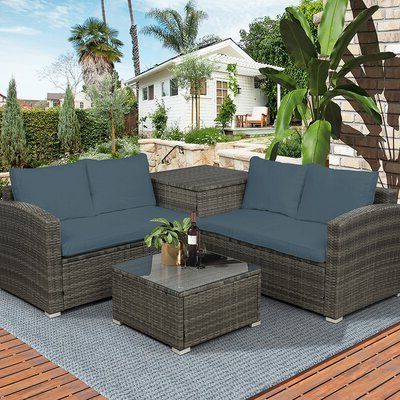 Red Barrel Studio® Anani 4 Piece Rattan Sofa Seating Group With In Wicker Console Tables (View 3 of 18)