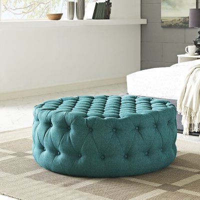 Red Barrel Studio Kenedy Tufted Cocktail Ottoman Upholstery Color: Teal Regarding Teal Velvet Pleated Pouf Ottomans (View 5 of 20)