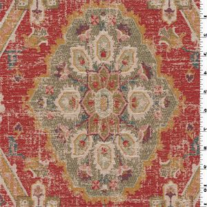 Red Multi Floral Jacquard Home Decorating Fabric | Upholstery Fabric Intended For Multi Color Fabric Square Ottomans (View 17 of 20)