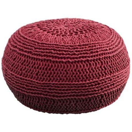 Red Roped Cotton Pouf Ottoman – #y9662 | Lamps Plus | Knitted Pouf Inside Navy Cotton Woven Pouf Ottomans (View 5 of 20)