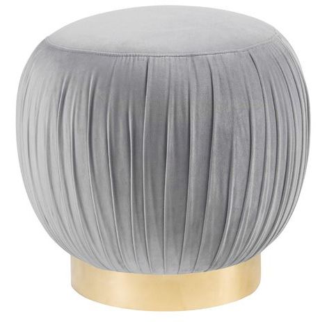 Remy Round Velvet Ottoman, Gray – Furniture | Velvet Ottoman, Ottoman With Regard To Light Gray Velvet Fabric Accent Ottomans (View 9 of 20)