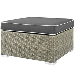 Repose Outdoor Patio Upholstered Fabric Ottoman In Light Gray Charcoal Regarding Charcoal And Light Gray Cotton Pouf Ottomans (View 13 of 20)