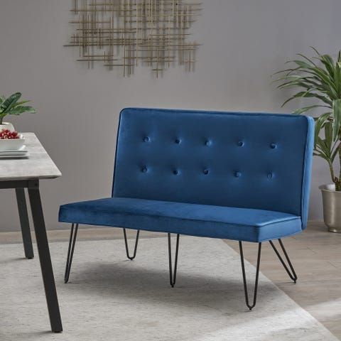 Results For: Dining Bench With Back At Overstock In 2020 | Velvet Regarding Navy Velvet Fabric Benches (View 18 of 20)