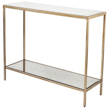 Rexington Home Antique Gold Dorian Glass Top Console Table & Reviews Regarding Gold And Clear Acrylic Console Tables (View 4 of 20)