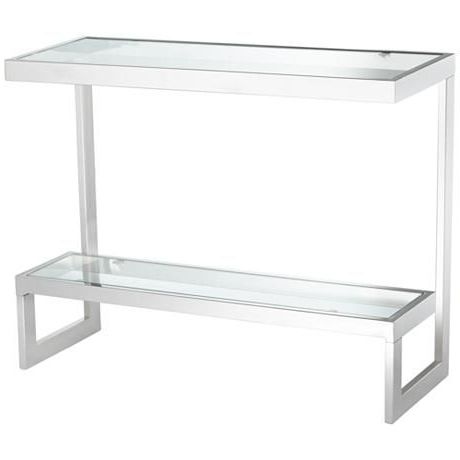 Rico 39 1/2" Wide Chrome Glass Shelf Modern Console Table – #1w855 Inside Rectangular Glass Top Console Tables (View 5 of 20)
