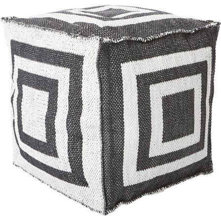 Riley Indoor/outdoor Pouf In Black | Outdoor Pouf, Joss And Main, Pouf Pertaining To Navy And Dark Brown Jute Pouf Ottomans (View 15 of 20)