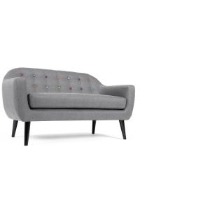 Ritchie 2 Seater Sofa, Pearl Grey With Rainbow Buttons | Made Within Pearl Modular Ottomans (View 13 of 20)